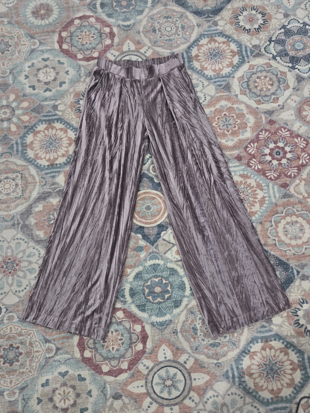 a new day Mauve Crushed Velvet Wide Leg High Rise Trousers XS